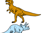 Dibujo Triceratops y tiranosaurios rex pintado por animales