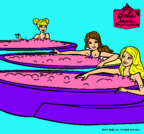 Barbie y sus amigas en el jacuzzi