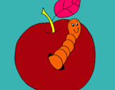 Dibujo Manzana con gusano pintado por maria_afri