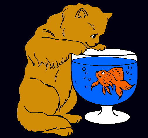 Dibujo Gato mirando al pez pintado por SAPITO_94