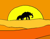 Dibujo Elefante en el amanecer pintado por nicko