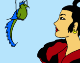 Dibujo Mujer y pájaro pintado por viancalee