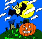 Dibujo Paisaje de Halloween pintado por ojojojo