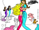 Dibujo Barbie sirena y la reina sirena pintado por Zahi