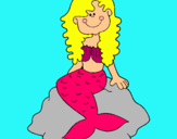 Dibujo Sirena sentada en una roca pintado por Mirita