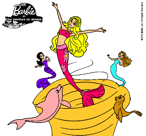 Dibujo Barbie sirena contenta pintado por Zahi
