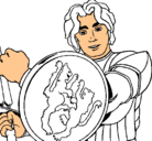 Dibujo Caballero con escudo de león pintado por escalante 