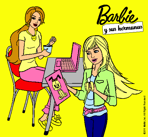 Dibujo De Barbie Y Su Hermana Merendando Pintado Por Ari En Dibujos Net El D A A