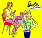 Dibujo Barbie y su hermana merendando pintado por ari2007