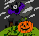 Dibujo Paisaje de Halloween pintado por oaxaca