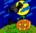 Dibujo Paisaje de Halloween pintado por gatitamartit