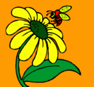 Dibujo Margarita con abeja pintado por tbmobm