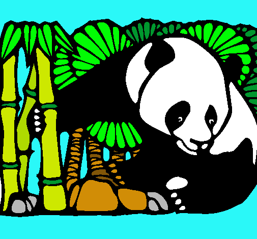 Dibujo Oso panda y bambú pintado por alba-adela
