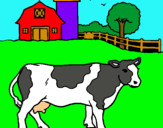 Dibujo Vaca pasturando pintado por ferositae