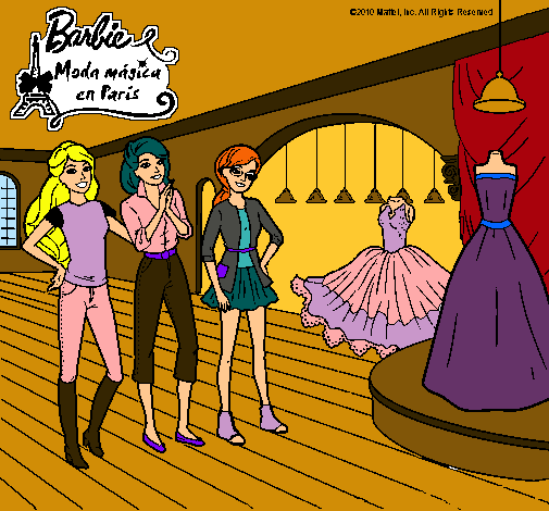 Dibujo Barbie mirando vestidos pintado por agus29