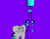 Dibujo Muela y cepillo de dientes pintado por lolas