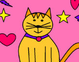 Dibujo Gato con estrellas pintado por HASHI