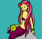 Dibujo Sirena con caracola pintado por ohopo