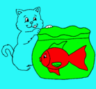 Dibujo Gato y pez pintado por luaorozco
