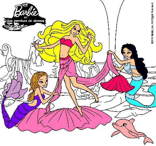 Dibujo Barbie con sirenas pintado por Zahi