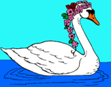 Dibujo Cisne con flores pintado por carrera