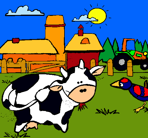 Vaca en la granja