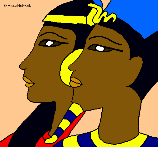 Dibujo Ramsés y Nefertiti pintado por alicul