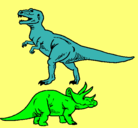 Dibujo Triceratops y tiranosaurios rex pintado por mici9iii9