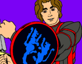 Dibujo Caballero con escudo de león pintado por omarsitis