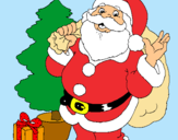 Dibujo Santa Claus y un árbol de navidad pintado por fioress13