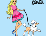 Dibujo Barbie paseando a su mascota pintado por famryi