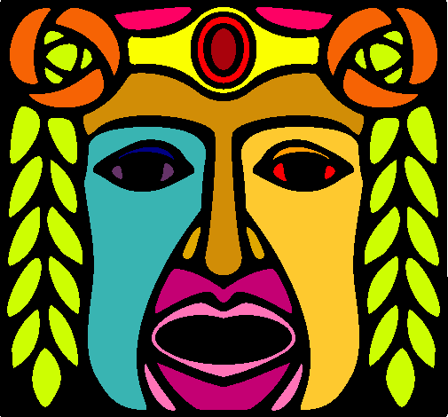 Dibujo Máscara Maya pintado por ohopo