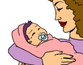 Dibujo Madre con su bebe II pintado por agus29