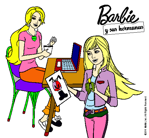 Barbie y su hermana merendando