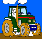 Dibujo Tractor en funcionamiento pintado por 54120