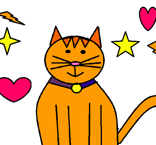 Dibujo Gato con estrellas pintado por la_linda