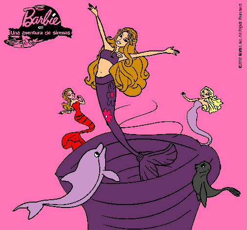 Dibujo Barbie sirena contenta pintado por Tannia21
