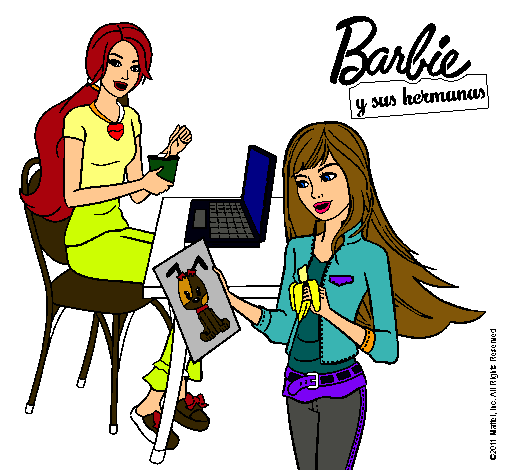 Barbie y su hermana merendando