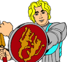 Dibujo Caballero con escudo de león pintado por jujuuuuuuyut