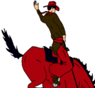 Dibujo Vaquero en caballo pintado por daigo