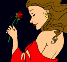 Dibujo Princesa con una rosa pintado por pppppp