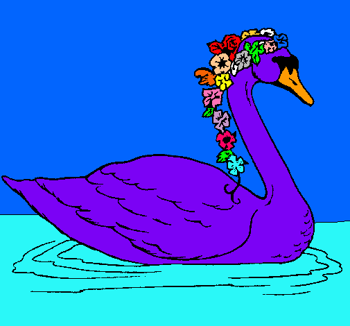 Cisne con flores