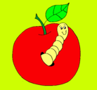 Dibujo Manzana con gusano pintado por pilarin