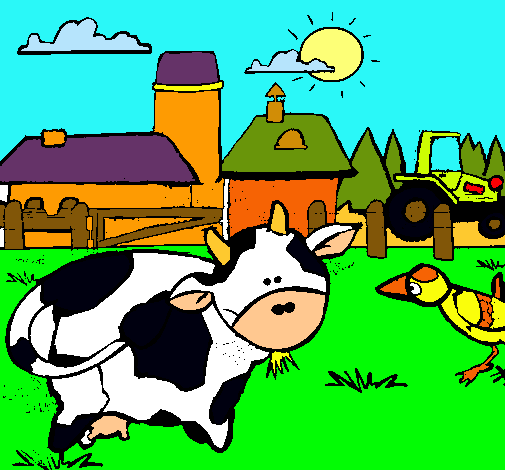 Vaca en la granja