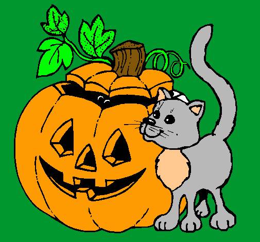 Calabaza y gato