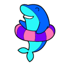 Dibujo Delfín con flotador pintado por nayua