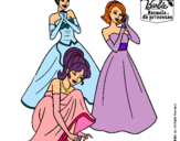 Dibujo Barbie y sus amigas vestidas de gala pintado por agus29