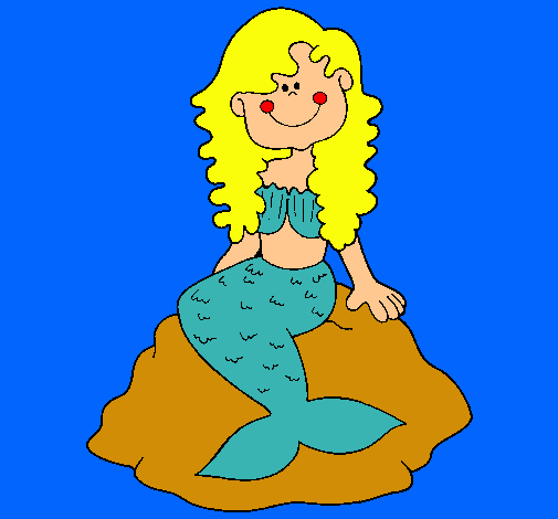 Dibujo Sirena sentada en una roca pintado por cecibelu