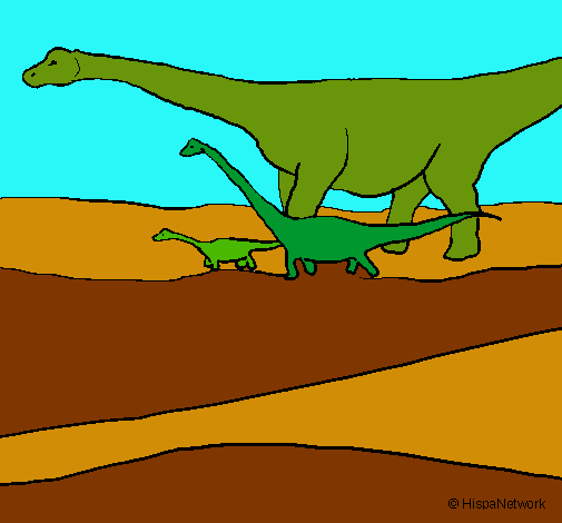 Dibujo Familia de Braquiosaurios pintado por valiwiii