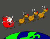 Dibujo Papa Noel repartiendo regalos 3 pintado por emiliano4Bd